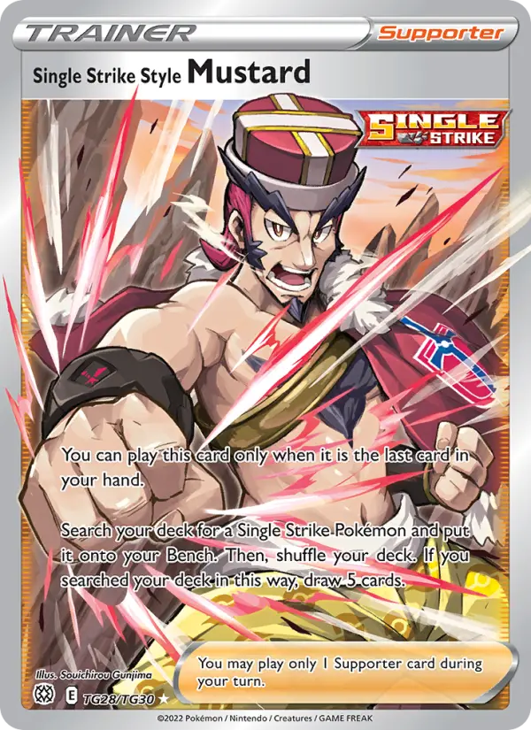 Single Strike Style Mustard Ultra Rare Pokemon card #TG28 from Brilliant Stars