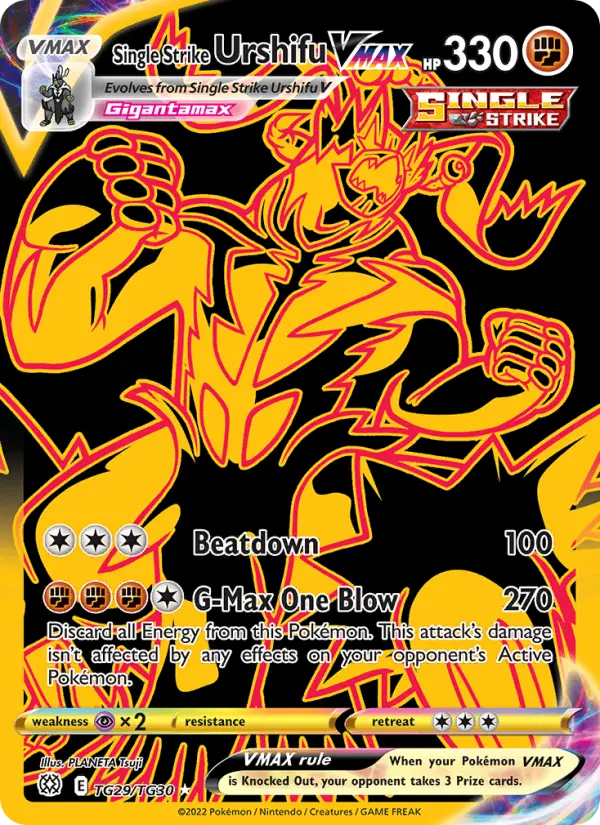 Single Strike Urshifu VMAX Secret Rare Pokemon card #TG29 from Brilliant Stars