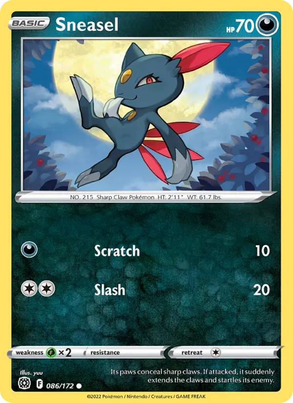 Sneasel Common Pokemon card #086 from Brilliant Stars