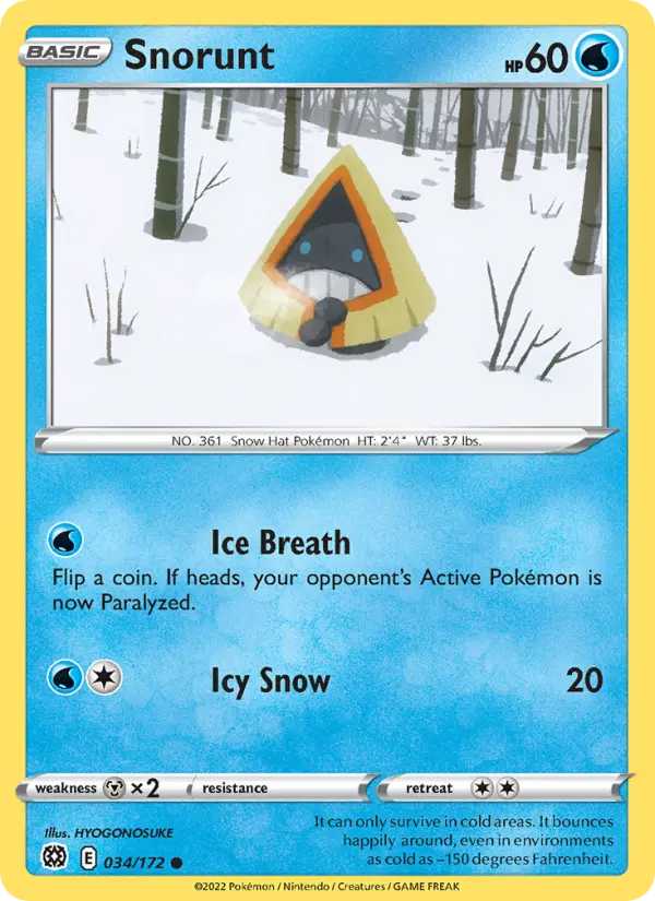 Snorunt Common Pokemon card #034 from Brilliant Stars