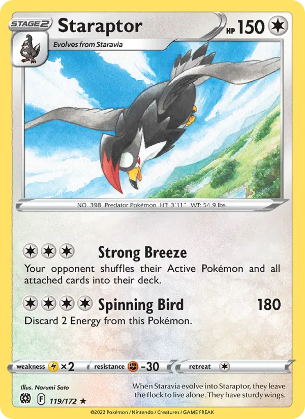 Staraptor Rare Pokemon card #119 from Brilliant Stars