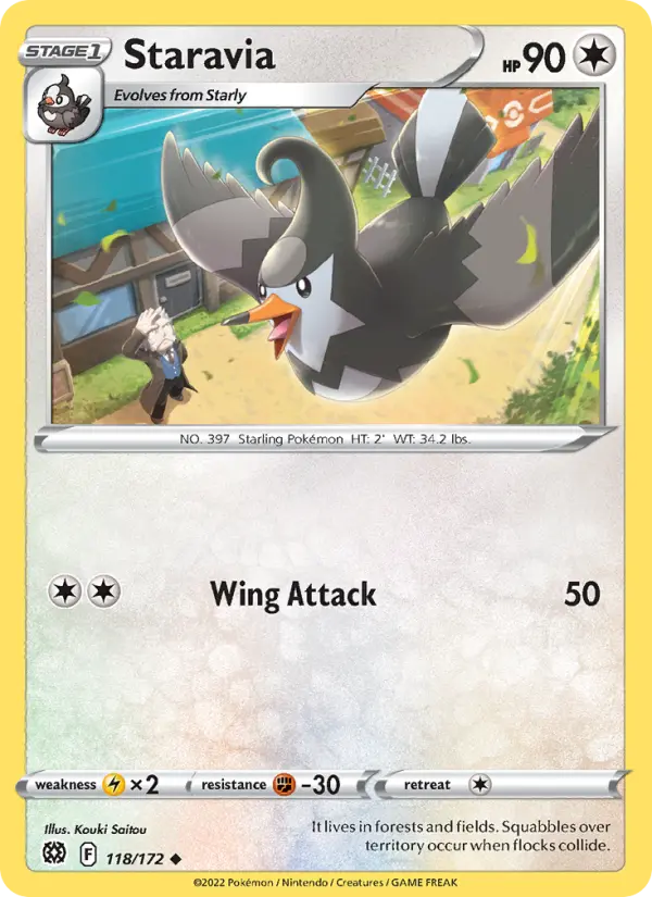 Staravia Uncommon Pokemon card #118 from Brilliant Stars