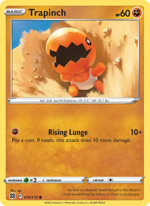 Trapinch Common Pokemon card #074 from Brilliant Stars