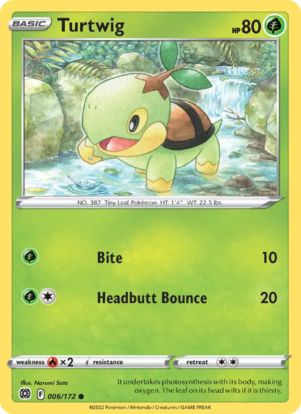 Turtwig Common Pokemon card #006 from Brilliant Stars