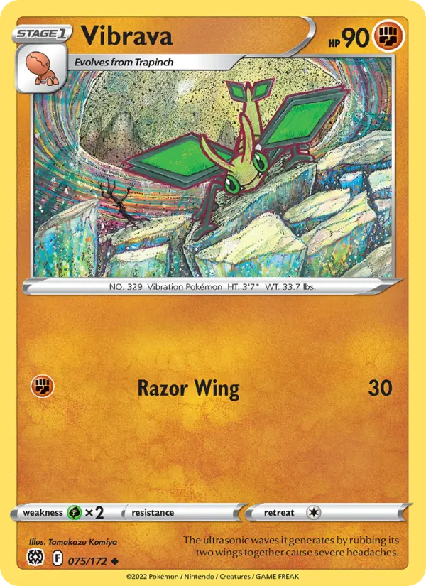 Vibrava Uncommon Pokemon card #075 from Brilliant Stars