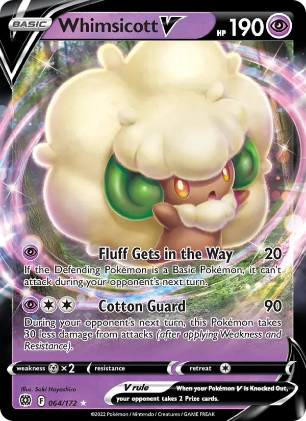 Whimsicott V Holo Rare V Pokemon card #064 from Brilliant Stars
