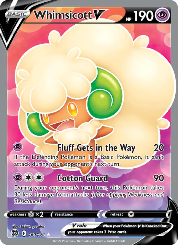 Whimsicott V Ultra Rare Pokemon card #160 from Brilliant Stars