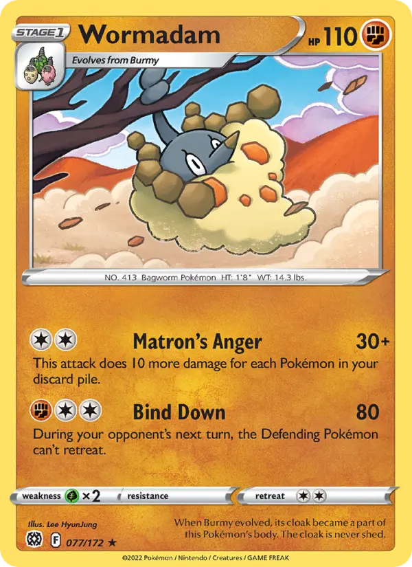 Wormadam Rare Pokemon card #077 from Brilliant Stars