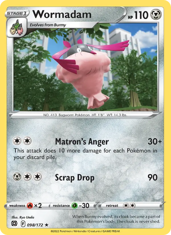 Wormadam Rare Pokemon card #098 from Brilliant Stars