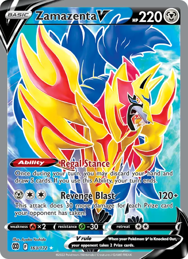 Zamazenta V Ultra Rare Pokemon card #163 from Brilliant Stars