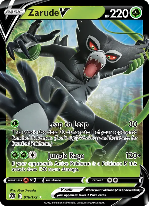 Zarude V Holo Rare V Pokemon card #016 from Brilliant Stars
