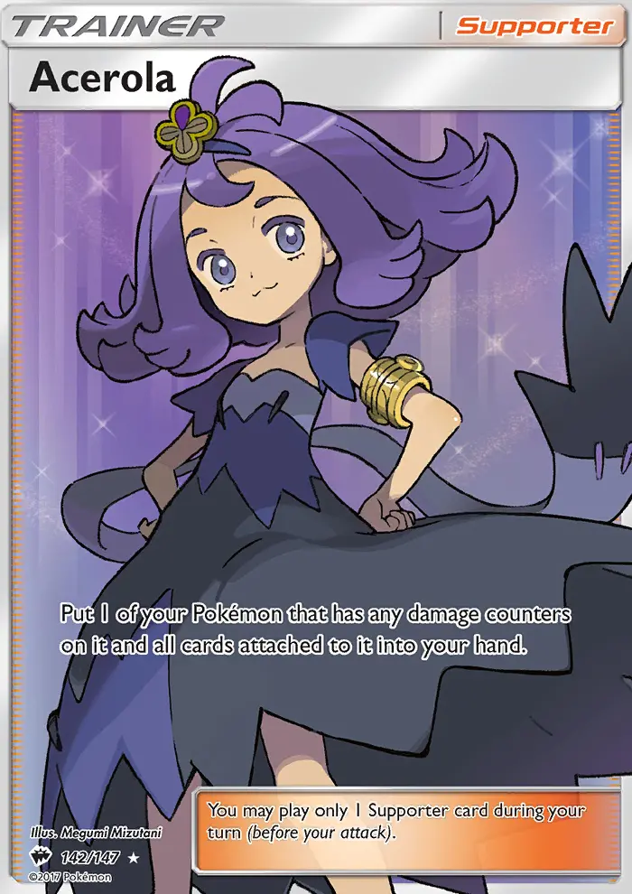 Acerola Ultra Rare Pokemon card #142 from Burning Shadows