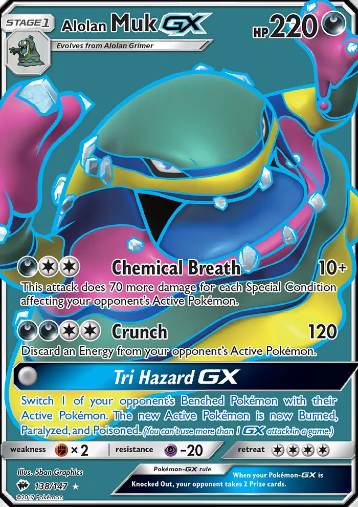 Alolan Muk GX Ultra Rare Pokemon card #138 from Burning Shadows