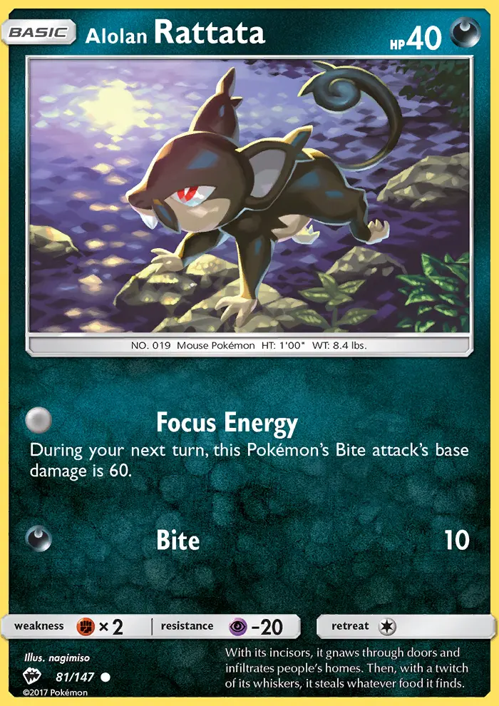 Alolan Rattata Common Pokemon card #81 from Burning Shadows