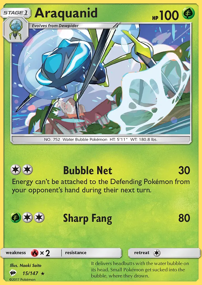 Araquanid Rare Pokemon card #15 from Burning Shadows