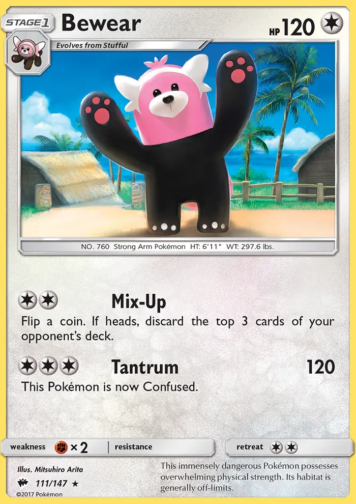 Bewear Rare Pokemon card #111 from Burning Shadows
