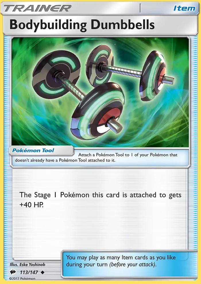 Bodybuilding Dumbbells Uncommon Pokemon card #113 from Burning Shadows