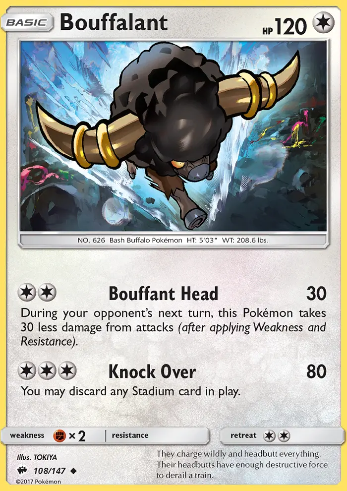 Bouffalant Uncommon Pokemon card #108 from Burning Shadows