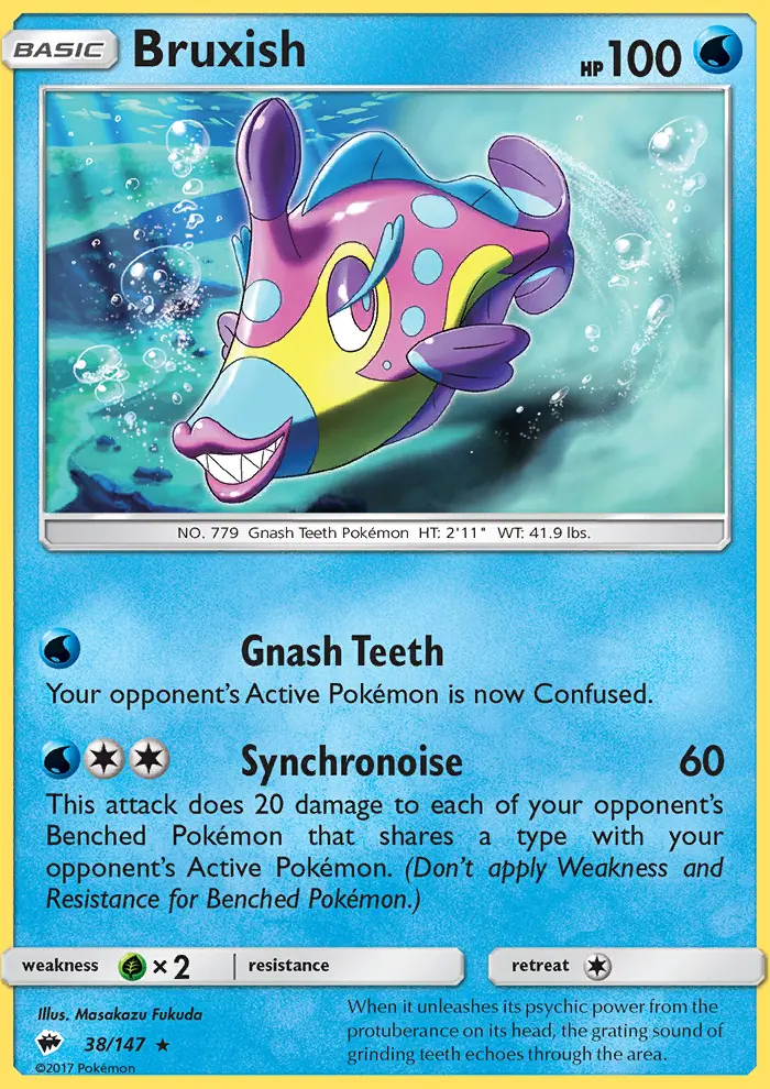 Bruxish Rare Pokemon card #38 from Burning Shadows