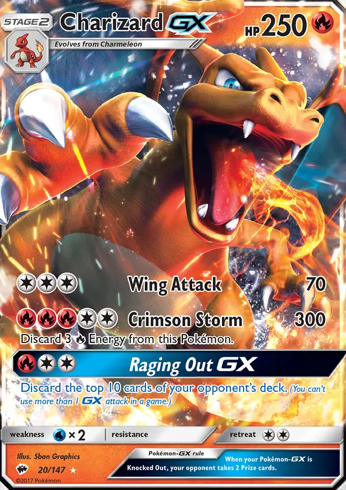 Charizard GX Ultra Rare Pokemon card #20 from Burning Shadows