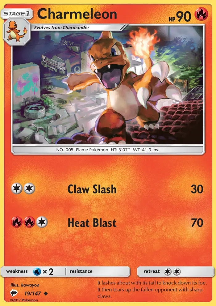 Charmeleon Uncommon Pokemon card #19 from Burning Shadows