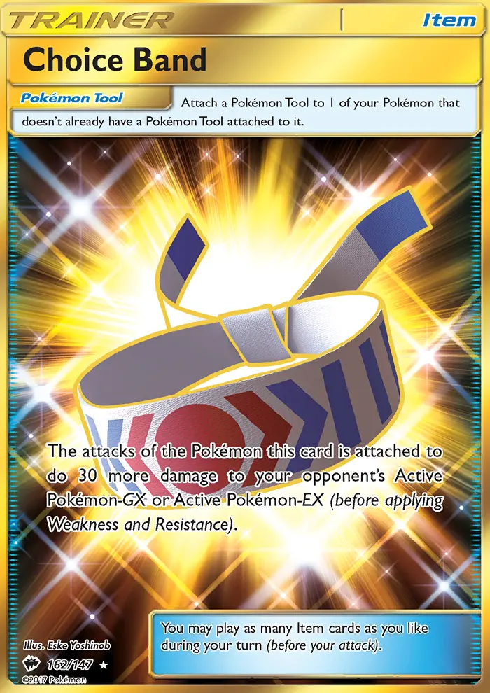 Choice Band Secret Rare Pokemon card #162 from Burning Shadows