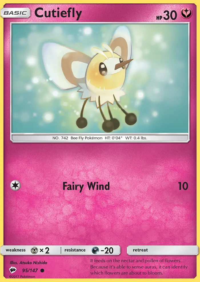 Cutiefly Common Pokemon card #95 from Burning Shadows