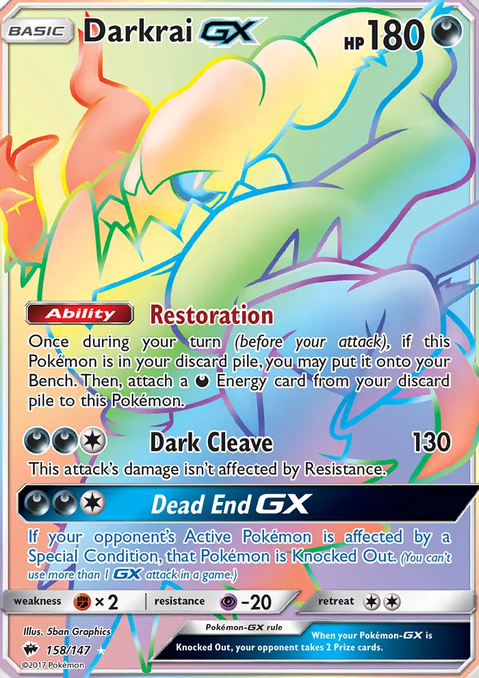 Darkrai GX Secret Rare Pokemon card #158 from Burning Shadows