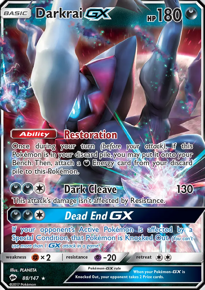 Darkrai GX Ultra Rare Pokemon card #88 from Burning Shadows