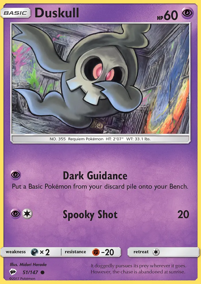 Duskull Common Pokemon card #51 from Burning Shadows