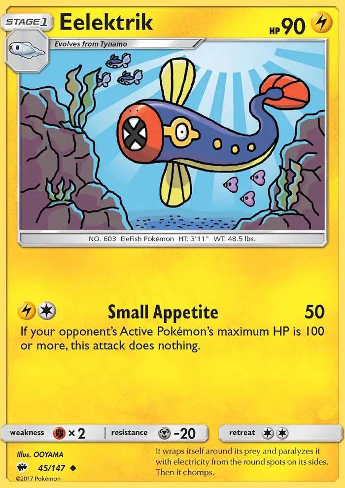 Eelektrik Uncommon Pokemon card #45 from Burning Shadows