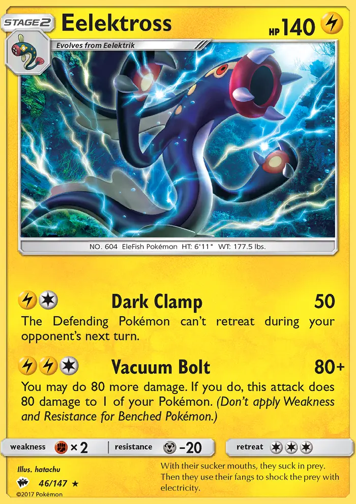 Eelektross Rare Pokemon card #46 from Burning Shadows