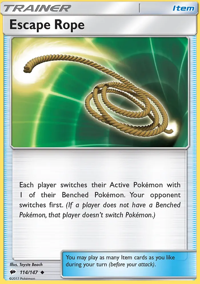 Escape Rope Uncommon Pokemon card #114 from Burning Shadows
