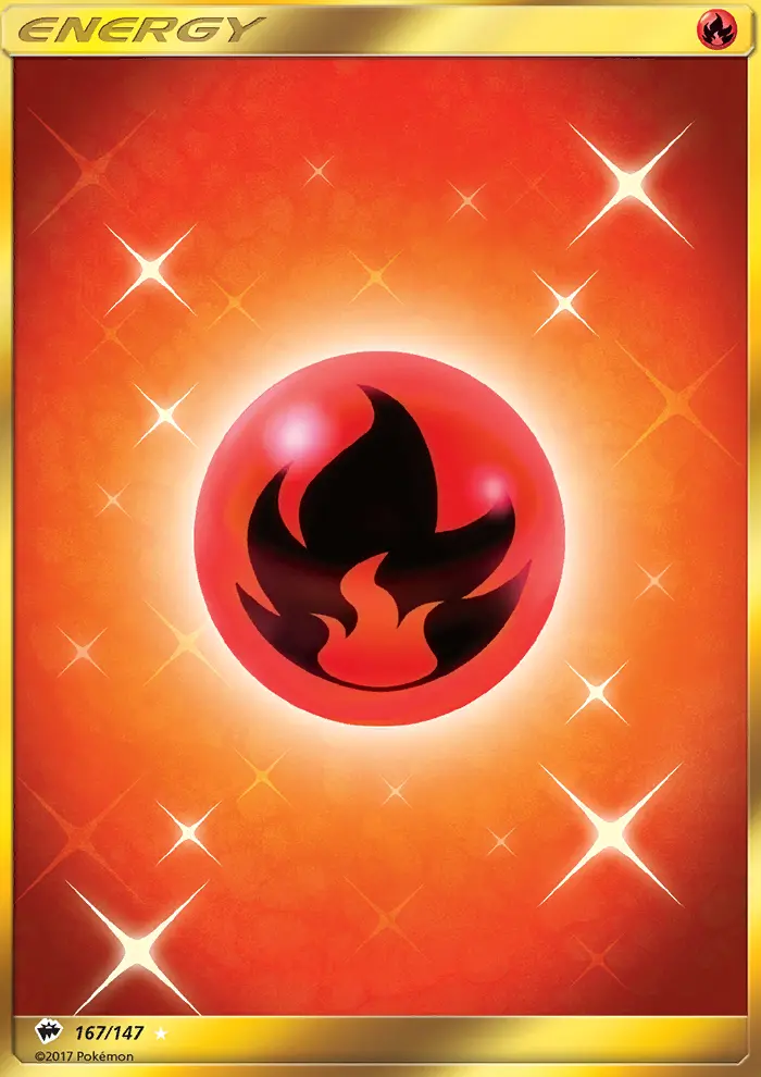 Fire Energy Secret Rare Pokemon card #167 from Burning Shadows