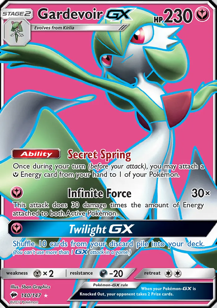 Gardevoir GX Ultra Rare Pokemon card #140 from Burning Shadows