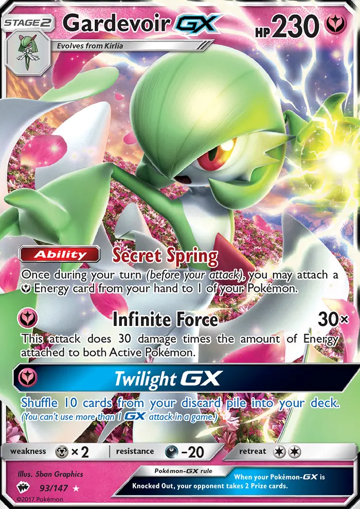 Gardevoir GX Ultra Rare Pokemon card #93 from Burning Shadows