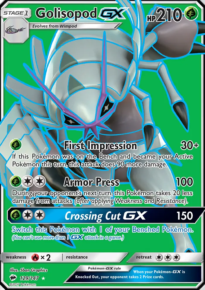 Golisopod GX Ultra Rare Pokemon card #129 from Burning Shadows