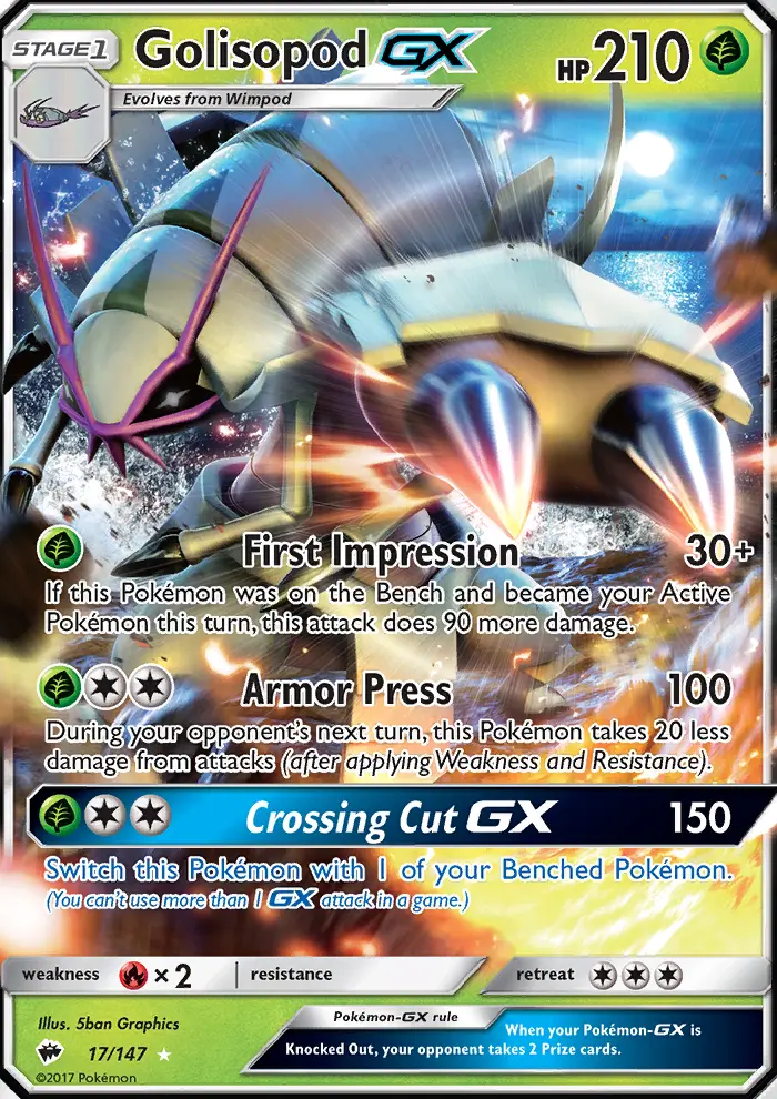 Golisopod GX Ultra Rare Pokemon card #17 from Burning Shadows
