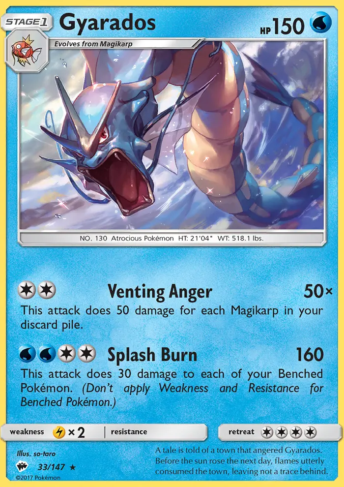 Gyarados Rare Pokemon card #33 from Burning Shadows