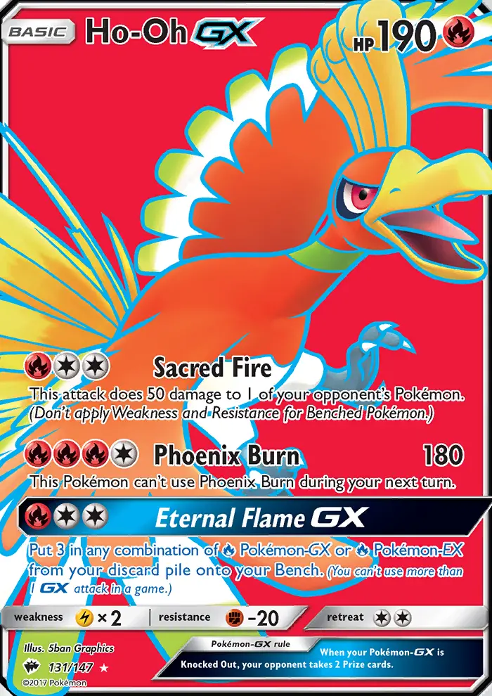 Ho-Oh GX Ultra Rare Pokemon card #131 from Burning Shadows