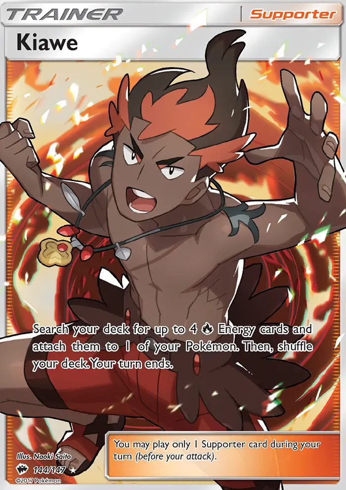 Kiawe Ultra Rare Pokemon card #144 from Burning Shadows