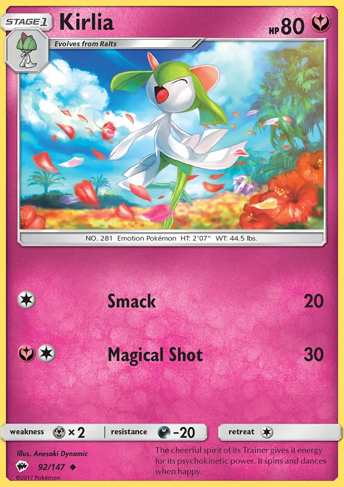 Kirlia Uncommon Pokemon card #92 from Burning Shadows
