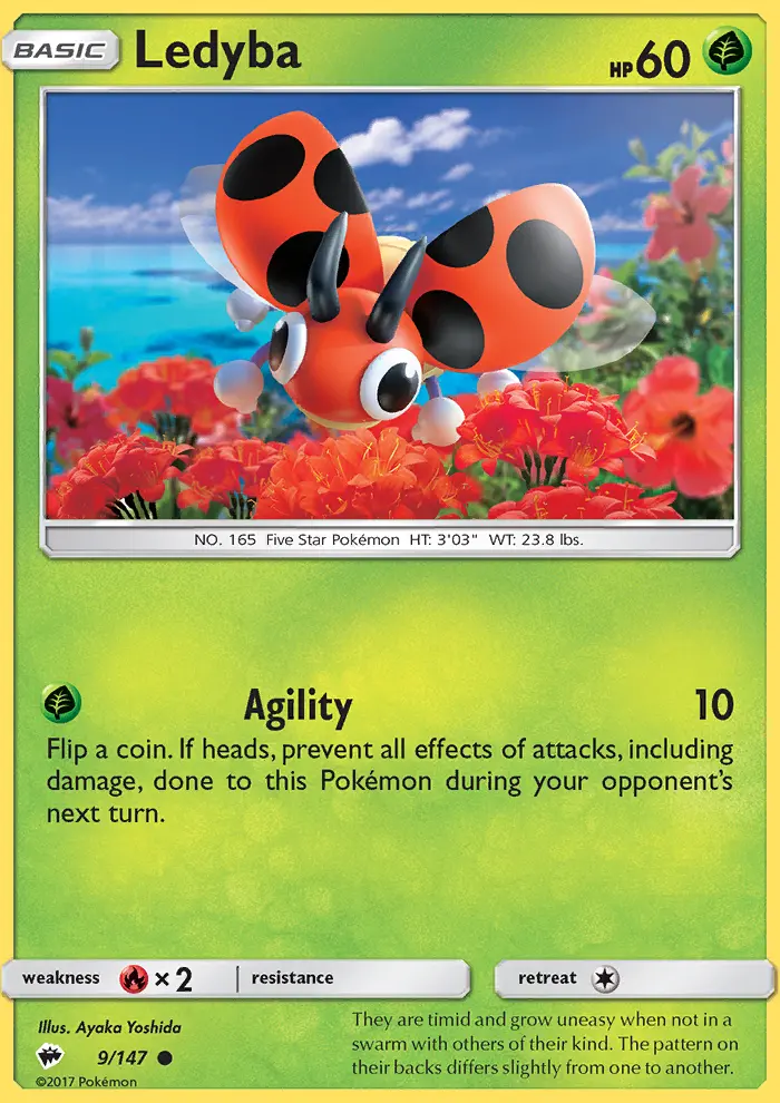 Ledyba Common Pokemon card #9 from Burning Shadows