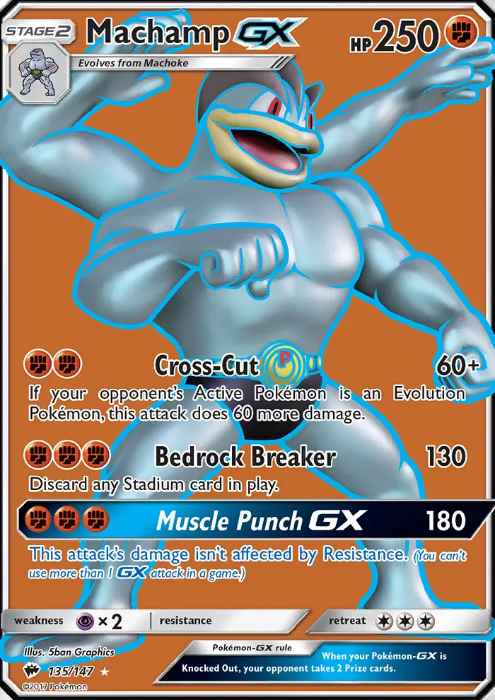 Machamp GX Ultra Rare Pokemon card #135 from Burning Shadows