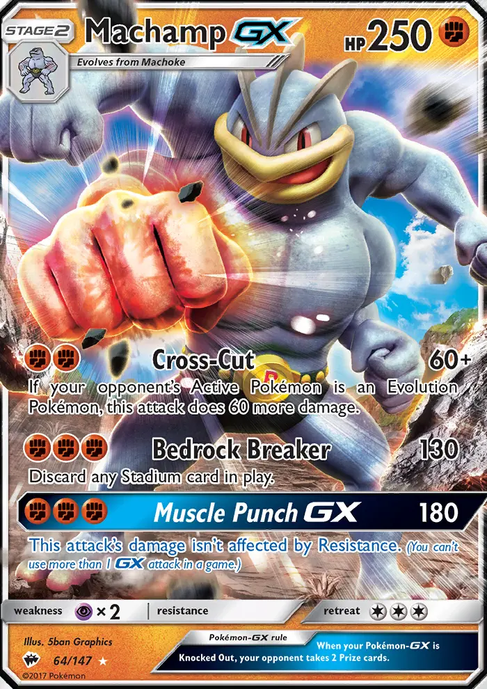 Machamp GX Ultra Rare Pokemon card #64 from Burning Shadows