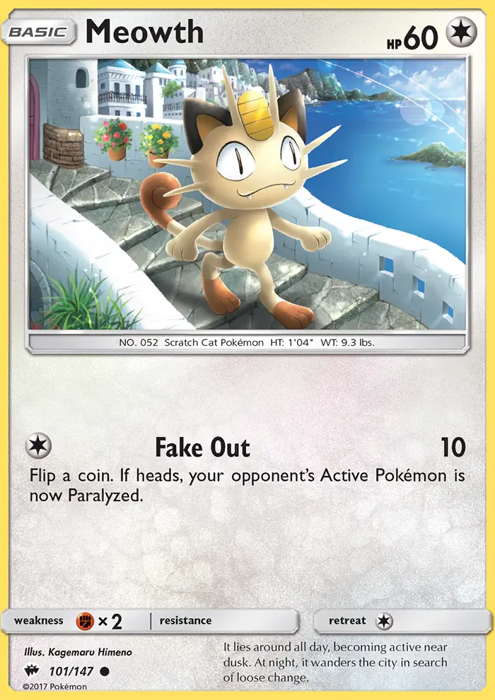 Meowth Common Pokemon card #101 from Burning Shadows