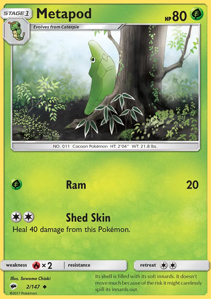 Metapod Uncommon Pokemon card #2 from Burning Shadows
