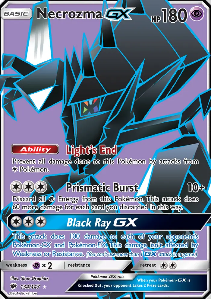 Necrozma GX Ultra Rare Pokemon card #134 from Burning Shadows