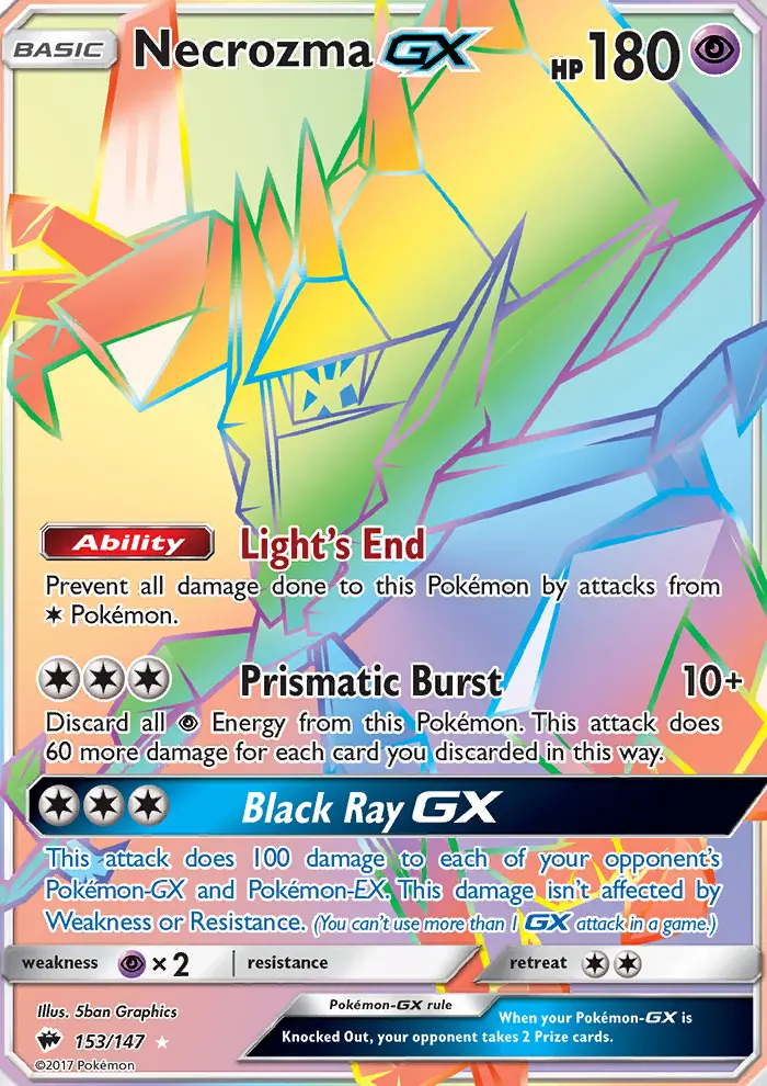 Necrozma GX Secret Rare Pokemon card #153 from Burning Shadows