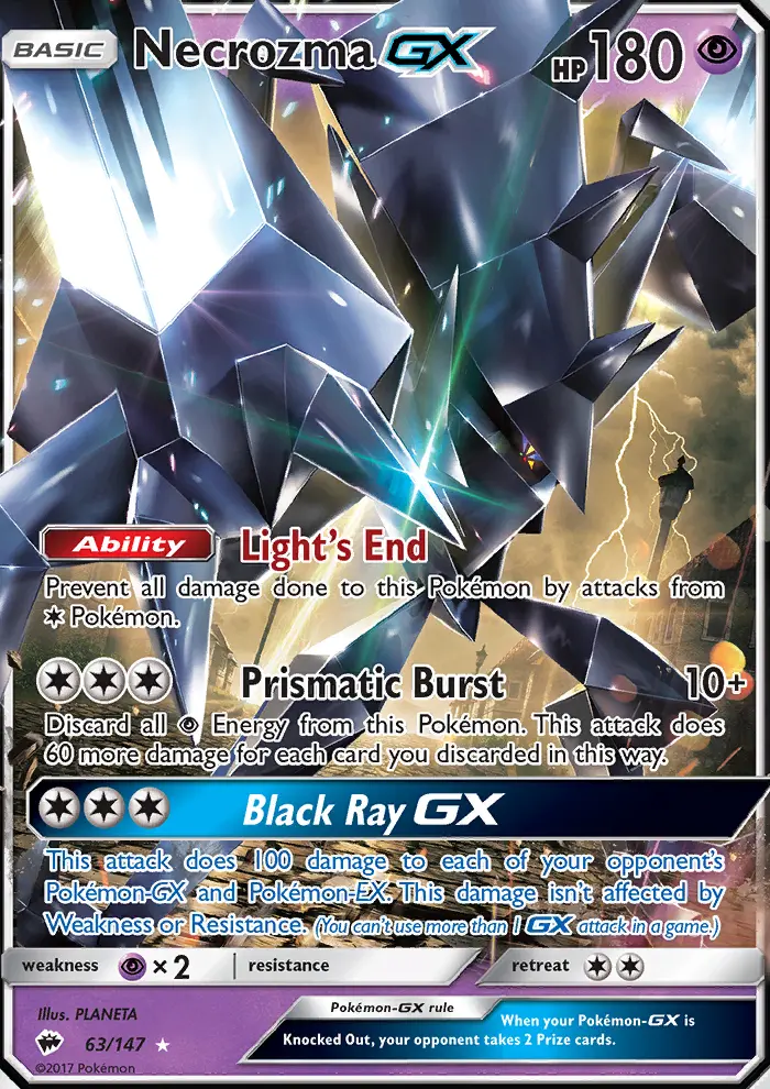Necrozma GX Ultra Rare Pokemon card #63 from Burning Shadows